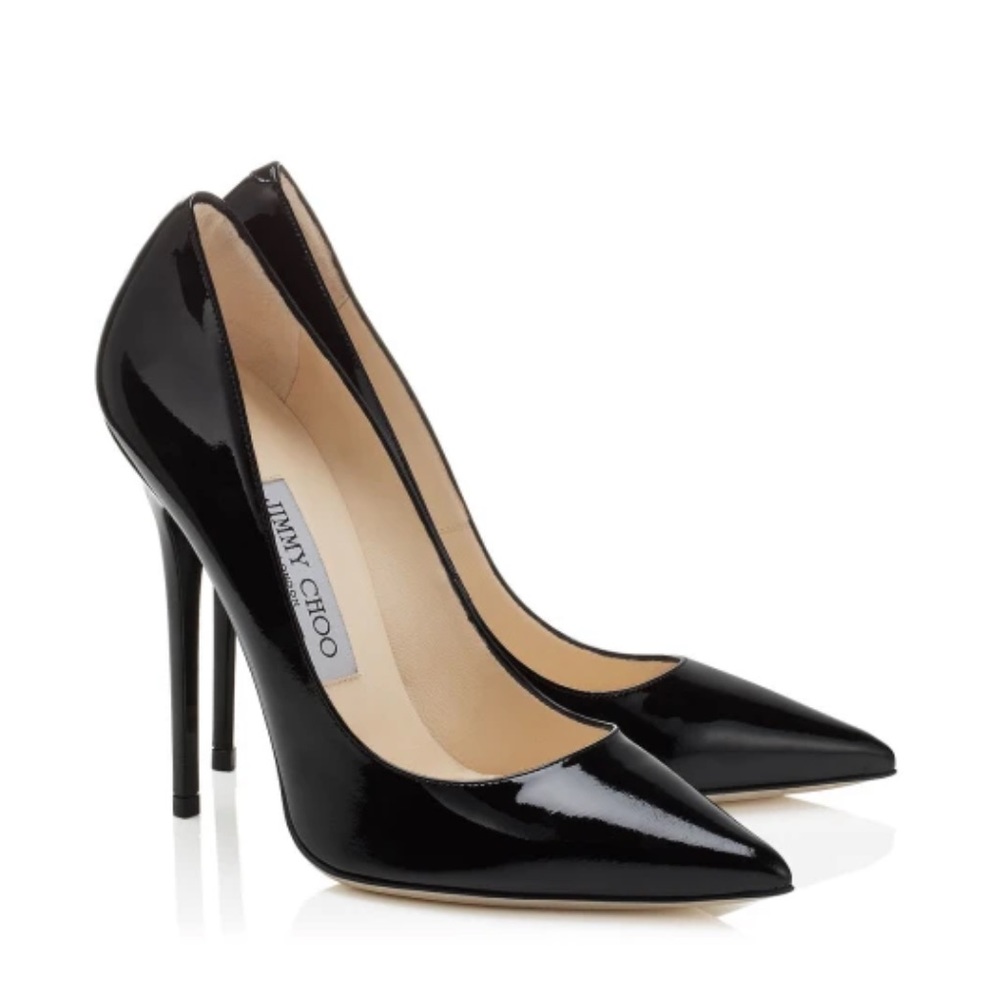 Jimmy Choo ANOUK Black Patent Leather Pointed Pumps